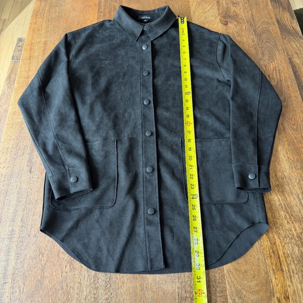 Well Worn Black Faux Suede Shacket Jacket Oversized S - Picture 6 of 10